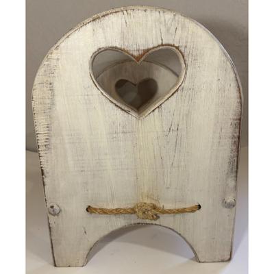 Vintage White Wooden 18.5" Long by 10.75" Wide Doll Rope Bed Hearts Furniture