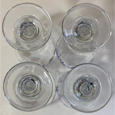 4 Vintage Libbey Snowmen Goblets Blue White Glasses Winter Snow Holidays - A