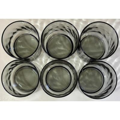 6 Vintage Libbey Smoky Gray Swirl Cocktail Whiskey Glasses