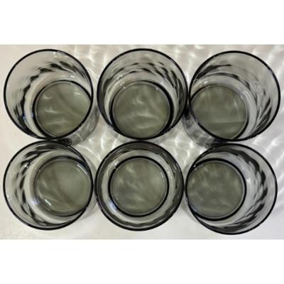 6 Vintage Libbey Smoky Gray Swirl Cocktail Whiskey Glasses