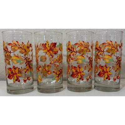 4 Greenbrier 16.3 oz. Tumblers Leaves Acorns Fall Autumn Harvest Red Orange