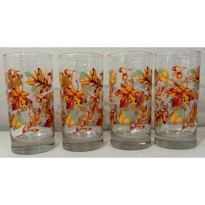 4 Greenbrier 16.3 oz. Tumblers Leaves Acorns Fall Autumn Harvest Red Orange
