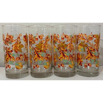 4 Greenbrier 16.3 oz. Tumblers Leaves Acorns Fall Autumn Harvest Red Orange