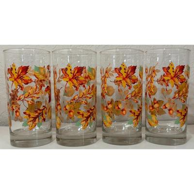 4 Greenbrier 16.3 oz. Tumblers Leaves Acorns Fall Autumn Harvest Red Orange