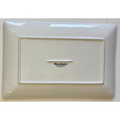 Vintage Happy Holidays Merry Christmas Santa Claus World Market Ceramic Platter