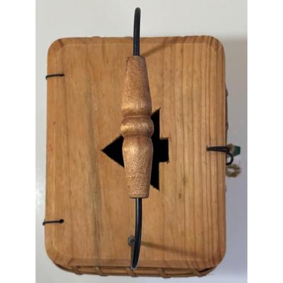 Christmas Tree Woven Wicker Basket Facial Tissue Holder Holidays Wood Winter