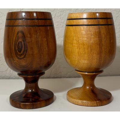 2 Vintage Copper Star Wood Cups