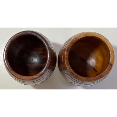 2 Vintage Copper Star Wood Cups