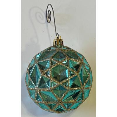 Vintage Turquoise Diamonds Christmas Ornament & Vintage Hook Holidays
