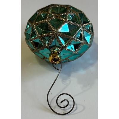 Vintage Turquoise Diamonds Christmas Ornament & Vintage Hook Holidays