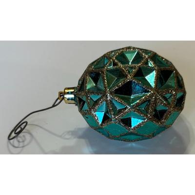 Vintage Turquoise Diamonds Christmas Ornament & Vintage Hook Holidays