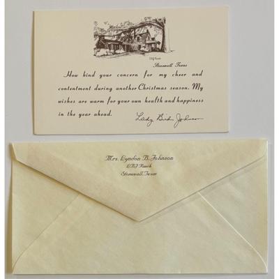 Vintage Unused Lyndon B. Johnson LBJ Ranch Letterhead & Lady Bird Christmas Card