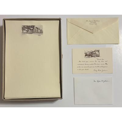 Vintage Unused Lyndon B. Johnson LBJ Ranch Letterhead & Lady Bird Christmas Card
