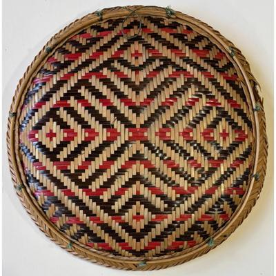 Vintage Hand Woven Round Wicker Wall Basket Plate Amazon South America - A