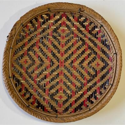 Vintage Hand Woven Round Wicker Wall Basket Plate Amazon South America - A