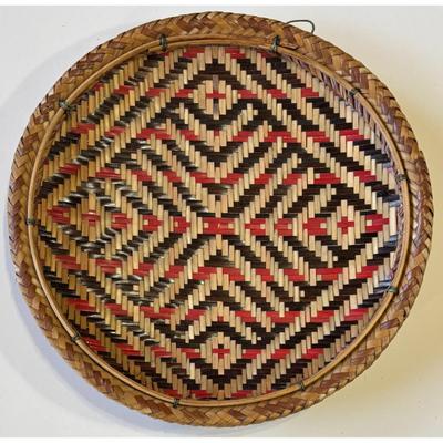 Vintage Hand Woven Round Wicker Wall Basket Plate Amazon South America - B