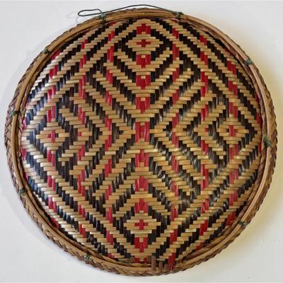 Vintage Hand Woven Round Wicker Wall Basket Plate Amazon South America - B