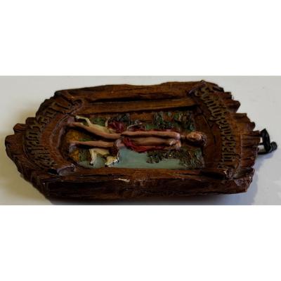 Vintage Schuetzenverein Tell Urexweiler Wood Plaque Nude Marksmen Shooting Club