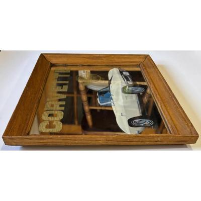 1967 White Chevrolet Chevy Corvette Wood Framed 18" x 13" Glass Mirror