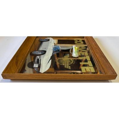 1967 White Chevrolet Chevy Corvette Wood Framed 18" x 13" Glass Mirror