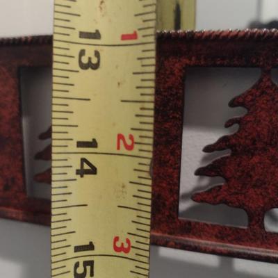 Metal Cut-Out Rustic Wall Mirror with Bear and Pine Tree Motif