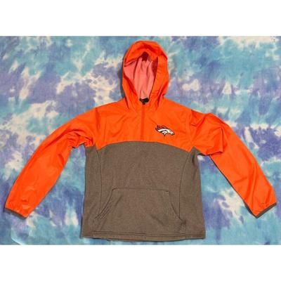 Denver Broncos Youth Medium (10/12) Windbreaker Kangaroo Pocket NFL Orange Blue