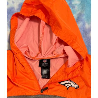 Denver Broncos Youth Medium (10/12) Windbreaker Kangaroo Pocket NFL Orange Blue