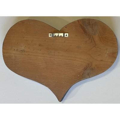 Vintage Heart Shaped Wood Welcome Sign Children Wooden Americana Dolls