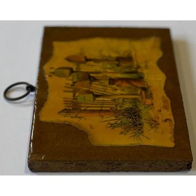 Vintage G. Harvey Mailboxes Wood Plaque Rural Rustic Country Americana Milk Can