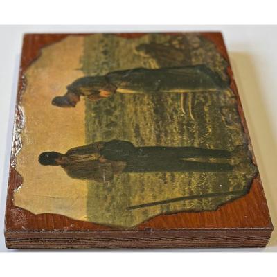 Vintage Farmer & Wife Pray For Rain Wood Plaque Farm Harvest Wooden Americana