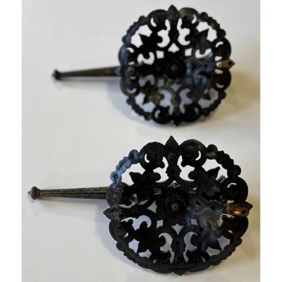 2 Vintage HOMCO 1978 Dark Plastic Fleur de Lis Candle Wall Sconces Castle 1970s