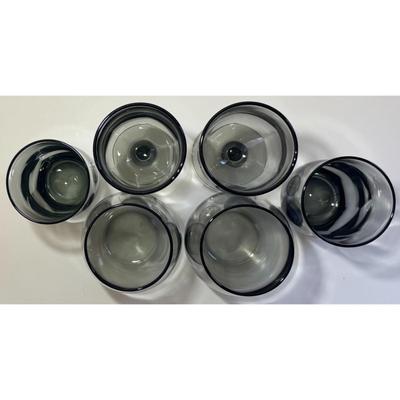 6 Vintage Libbey Smoky Gray Drinking Glasses Water Goblet Roly Poly Juice Wine