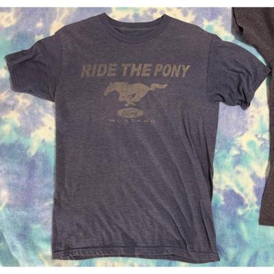 Ford Mustang Ride The Pony & Ford Small Size S Grey / Blue T-Shirts