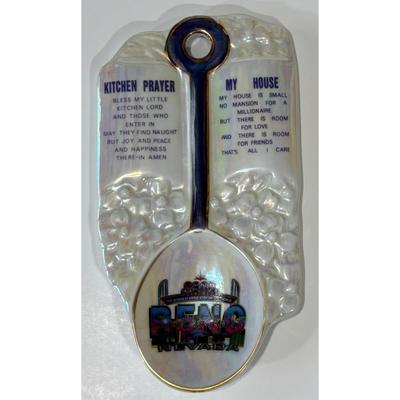 Vintage Reno Nevada Kitchen Prayer My House Ceramic Spoon Rest Travel Souvenir
