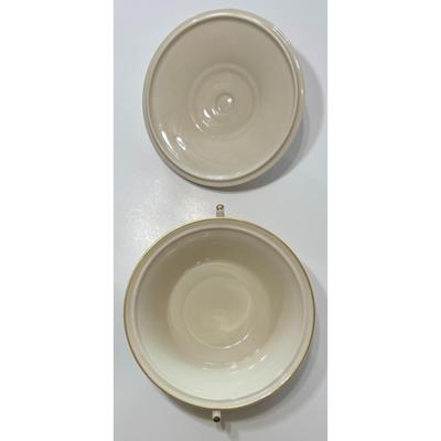 Vintage Syracuse China Old Ivory Blue & Gold Soup Tureen & 5 Double Handle Bowls