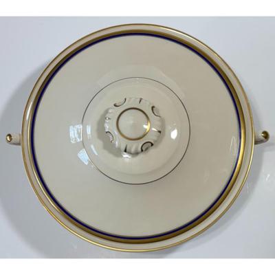 Vintage Syracuse China Old Ivory Blue & Gold Soup Tureen & 5 Double Handle Bowls