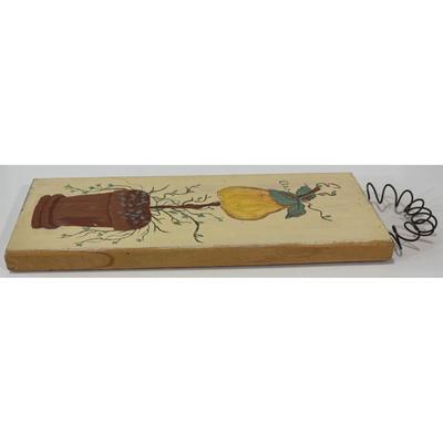 Vintage Wood Hand Painted Pear Plant Floral Plaque Wall Decor Ready To Hang