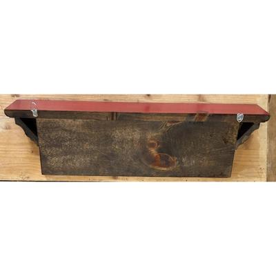 Vintage Faith - Family - Friends Red w/ White Lettering Wood Shelf Ready To Hang