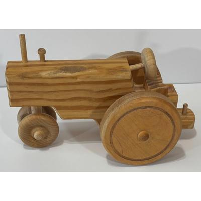Wood Tractor Toy / Home Decor With Operational Wheels Farming Agriculture Farmer