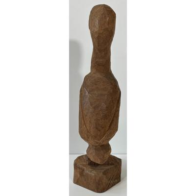 Vintage Hand Carved Wood Brown Bird Sculpture Wooden Art Home Decor Americana
