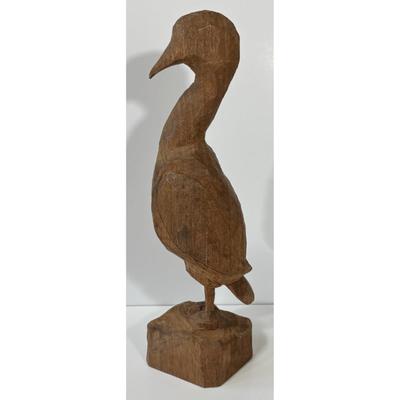 Vintage Hand Carved Wood Brown Bird Sculpture Wooden Art Home Decor Americana