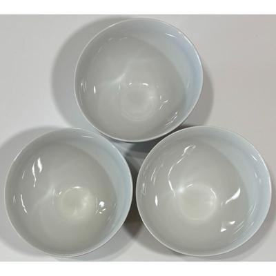 3 Alfoldi Porcelan Striped Bowls White Pink Yellow Purple Green Made In Hungary