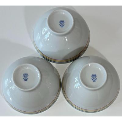 3 Alfoldi Porcelan Striped Bowls White Pink Yellow Purple Green Made In Hungary