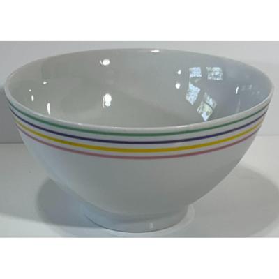 3 Alfoldi Porcelan Striped Bowls White Pink Yellow Purple Green Made In Hungary