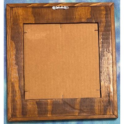 Vintage Native American Village Print Wood & Glass Frame Horses Teepee Tipi