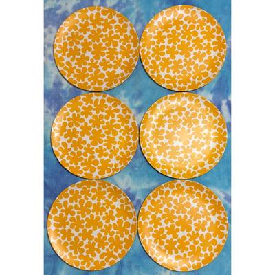 6 Marimekko for Target Melamine Orange White 10 3/8" Plates Dinner Picnic