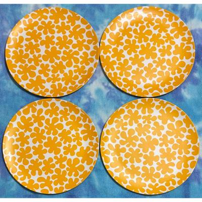 4 Marimekko for Target Melamine Orange White 10 3/8" Plates Dinner Picnic