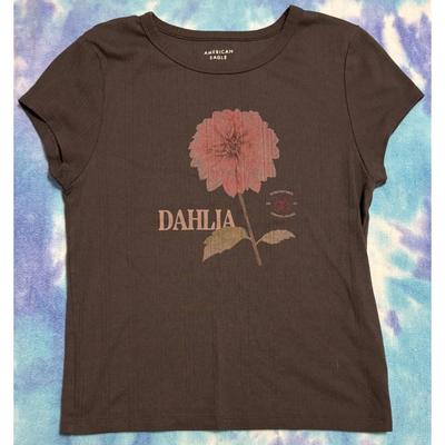 American Eagle Dahlia Black Large Size L Ribbed Shirt - 15" Pit To Pit