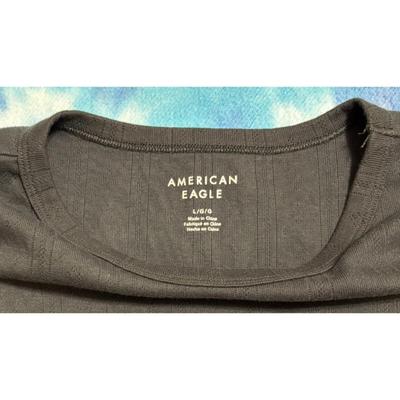 American Eagle Dahlia Black Large Size L Ribbed Shirt - 15" Pit To Pit
