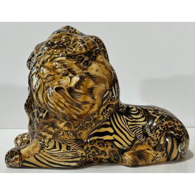 La Vie Safari Ceramic African Lion Figurine Black Gold Africa King of Jungle